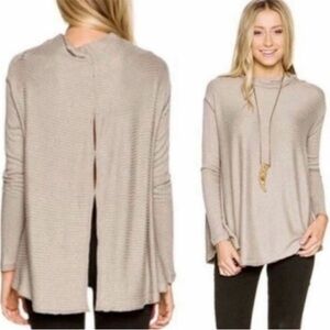 Free People | Women’s Taupe Greige Cowl Neck Long Sleeve Ribbed Tunic Top Size M